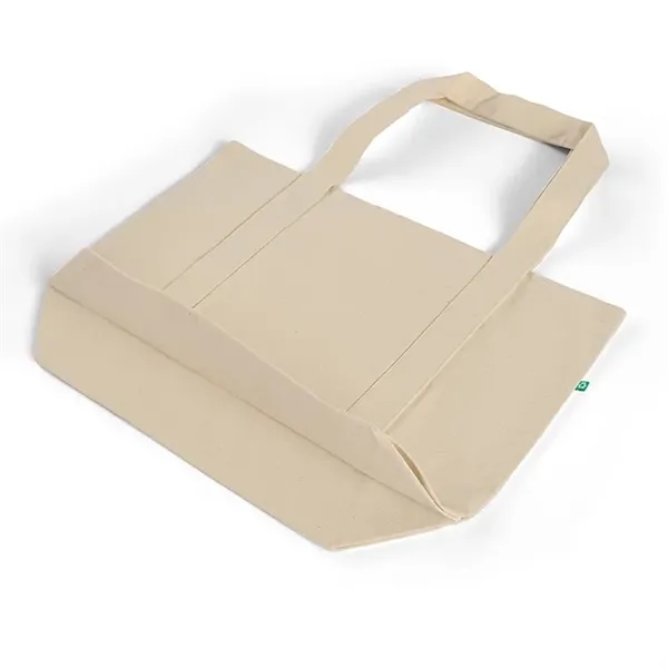 Sustainable recycled cotton tote with front pocket and wide handles. Perfect... from ASI 67557 LimeLight Ent