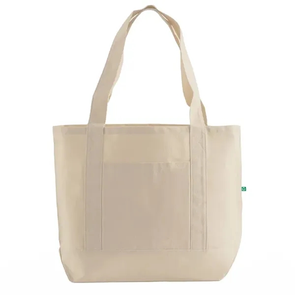 Sustainable recycled cotton tote with front pocket and wide handles. Perfect... from ASI 67557 LimeLight Ent