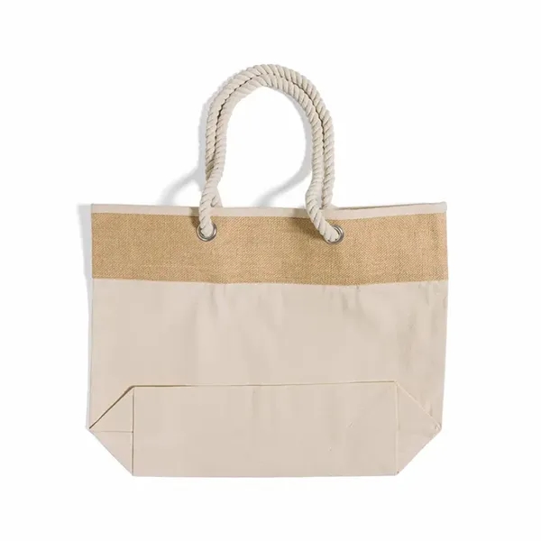 Eco tote with jute-canvas build, rope handles, and cotton lining. Perfect... from ASI 67557 LimeLight Ent