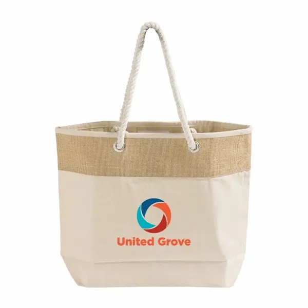 Eco tote with jute-canvas build, rope handles, and cotton lining. Perfect... from ASI 67557 LimeLight Ent