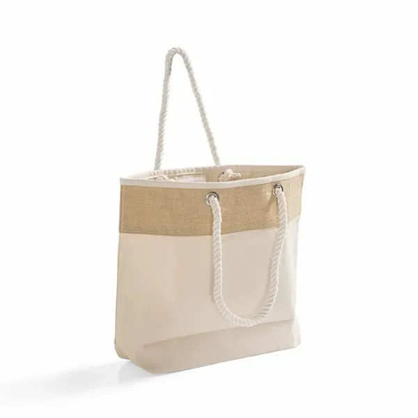 Eco tote with jute-canvas build, rope handles, and cotton lining. Perfect... from ASI 67557 LimeLight Ent