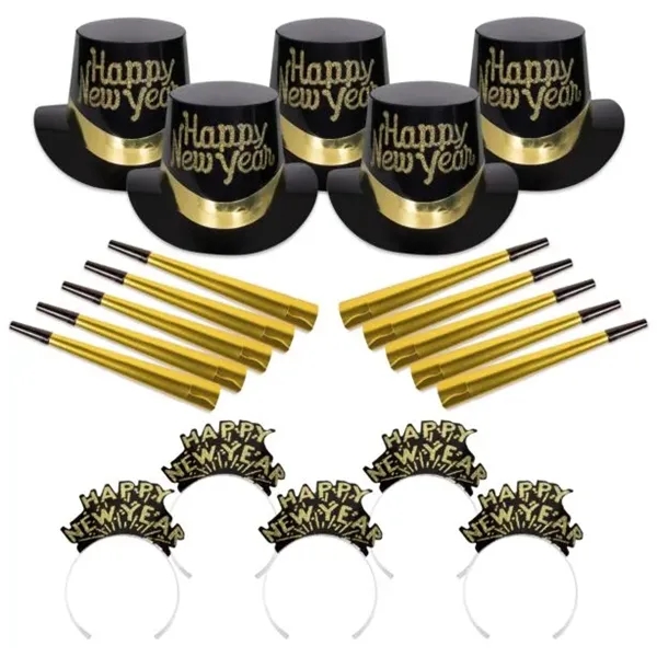 Tiffany Black & Gold new Year's Party Kit For 10... from ASI 42016 Brighter Promotions Inc