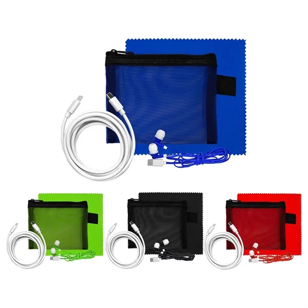 Mesh 6' C to C Cable, Cloth & Ear Bud Set... from ASI 30208 A P Specialties / AP Specialties