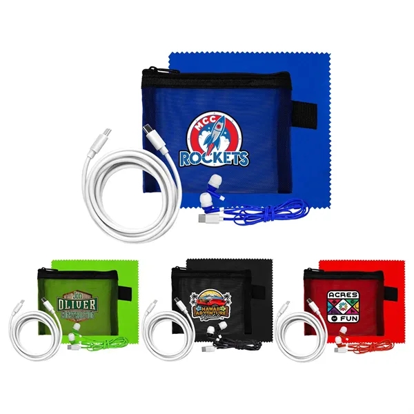 Mesh 6' C to C Cable, Cloth & Ear Bud Set... from ASI 30208 A P Specialties / AP Specialties