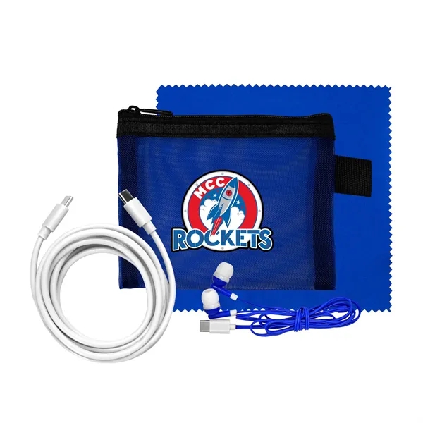 Mesh 6' C to C Cable, Cloth & Ear Bud Set... from ASI 30208 A P Specialties / AP Specialties