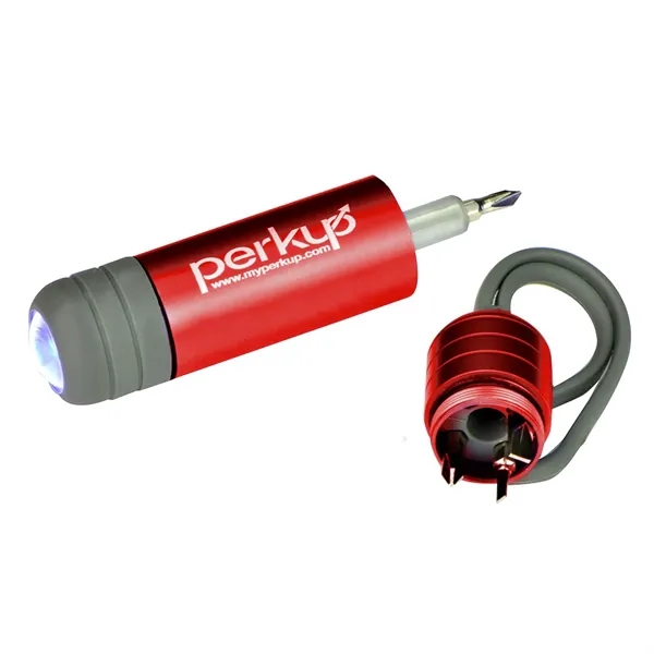 Aluminum flashlight with 4-bit screwdriver and silicone strap.... from ASI 68507 The Magnet Group