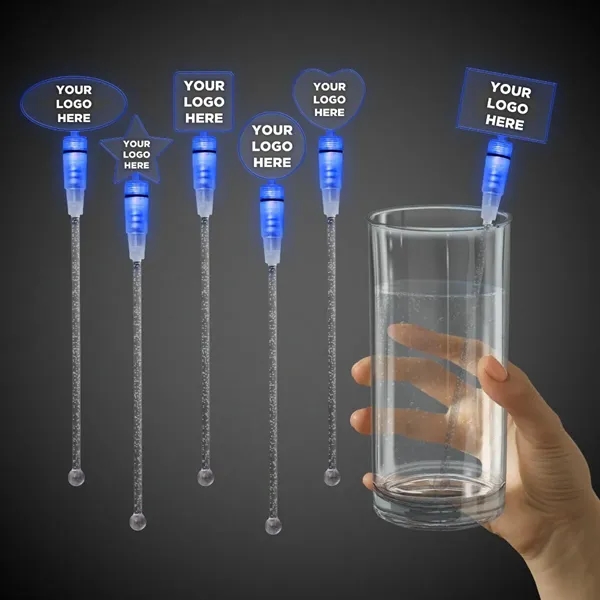 9" clear acrylic cocktail stirrer with LED lights and topper.... from ASI 42016 Brighter Promotions Inc / Chemical Light™