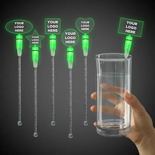 9" clear acrylic cocktail stirrer with LED lights and topper.... from ASI 42016 Brighter Promotions Inc / Chemical Light™