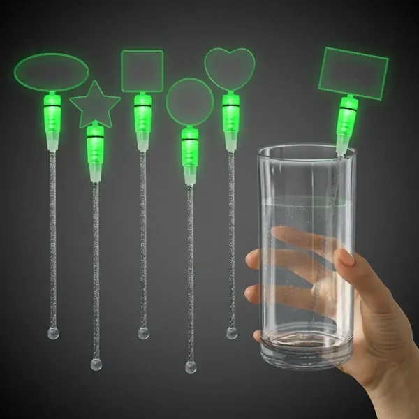 9" clear acrylic cocktail stirrer with LED lights and topper.... from ASI 42016 Brighter Promotions Inc / Chemical Light™
