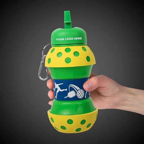 16 oz. collapsible silicone bottle with pickleball design.... from ASI 42016 Brighter Promotions Inc / Chemical Light™