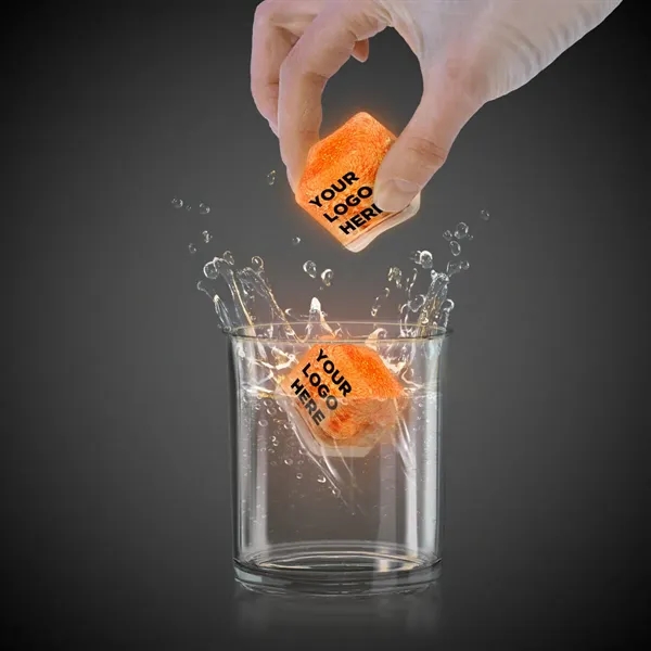 Frosted plastic ice cubes with LED lights and customization.... from ASI 42016 Brighter Promotions Inc / Chemical Light™ Liquid Light