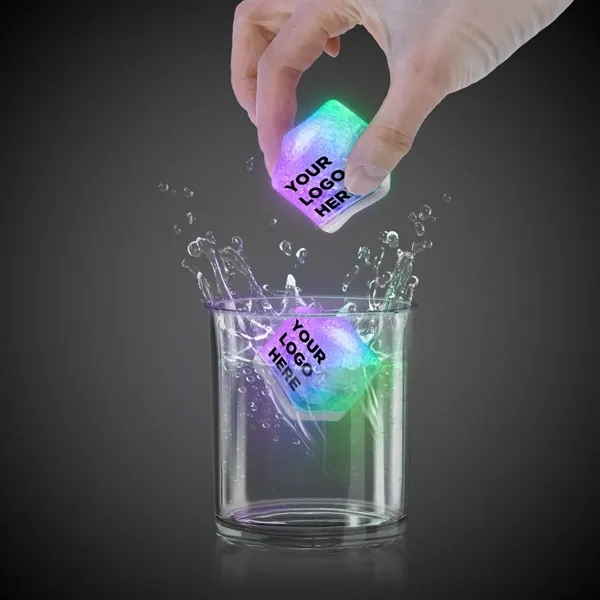 Frosted plastic ice cubes with LED lights and customization.... from ASI 42016 Brighter Promotions Inc / Chemical Light™ Liquid Light