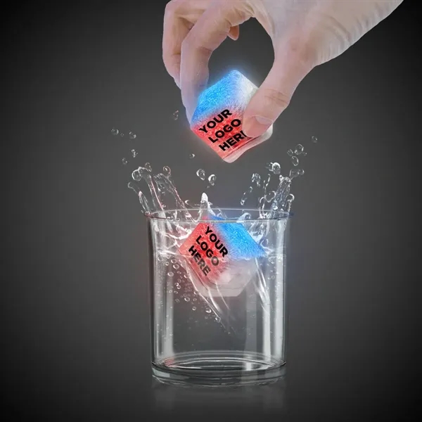 Frosted plastic ice cubes with LED lights and customization.... from ASI 42016 Brighter Promotions Inc / Chemical Light™ Liquid Light