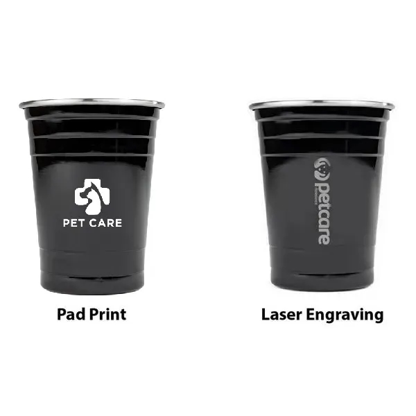 Re-usable, stainless steel pint size cup features a classic party cup... from ASI 99030 Zipline / Zipline®