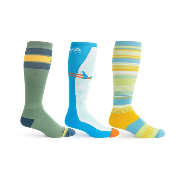 One Pair of One-Size-Fits-All Socks with Woven-In, Jacquard Design Up to... from ASI 45657 Pop! Promos