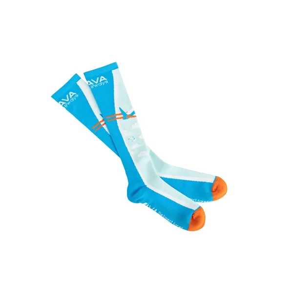 One Pair of One-Size-Fits-All Socks with Woven-In, Jacquard Design Up to... from ASI 45657 Pop! Promos