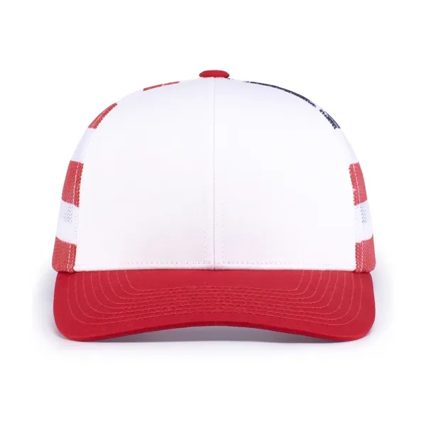 The Printed Trucker Cap combines bold style with breathable comfort.... from ASI 37461 Augusta Sportswear / Pacific Headwear