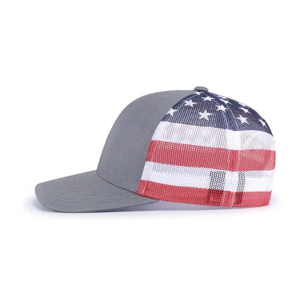 The Printed Trucker Cap combines bold style with breathable comfort.... from ASI 37461 Augusta Sportswear / Pacific Headwear