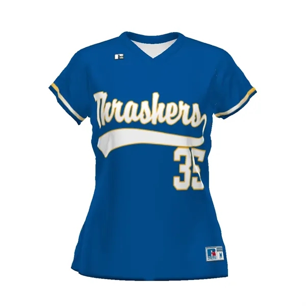 Ladies' V-Neck Performance Mesh Softball Jersey. 92% polyester/8% spandex.... from ASI 37461 Augusta Sportswear