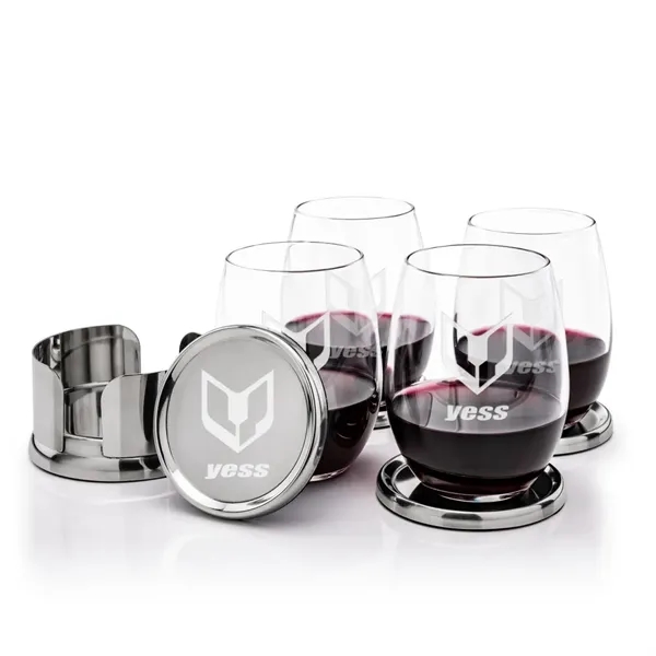 The Baldoni Coasters & Stemless Wine Set blends refined design with... from ASI 84592 St Regis Group