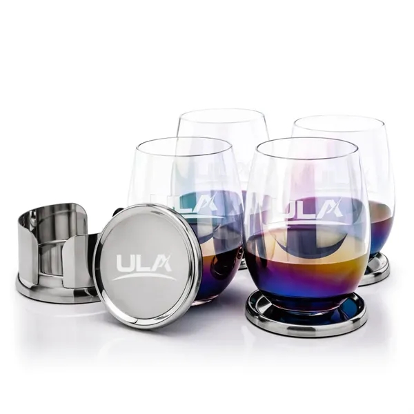 The Baldoni Coasters & Stemless Wine Set blends refined design with... from ASI 84592 St Regis Group