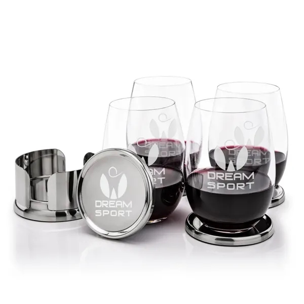The Baldoni Coasters & Stemless Wine Set blends refined design with... from ASI 84592 St Regis Group