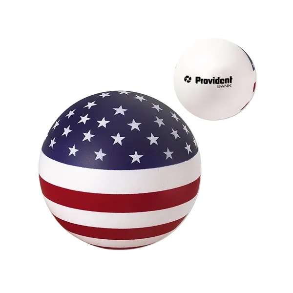 USA-themed round stress ball made of polyurethane foam; customization included.... from ASI 79530 Prime Line