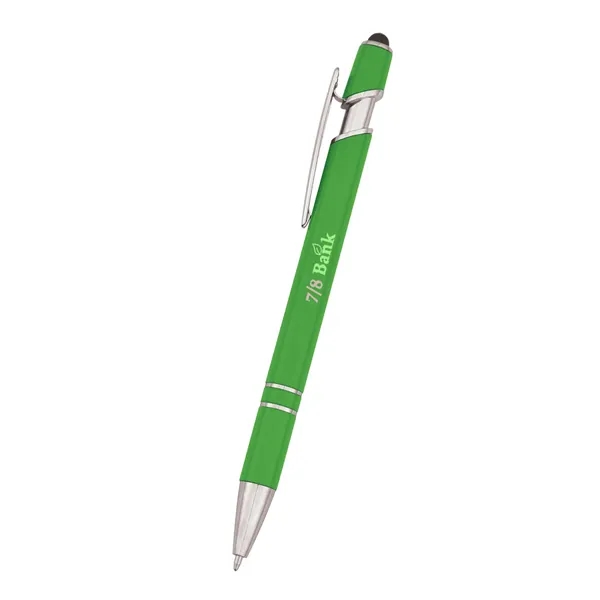 Roslin pen measuring 5 1/2" with a plunger-action mechanism and stylus... from ASI 61125 Hit Promotional Products / Hit®