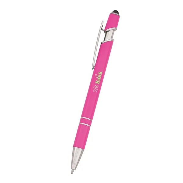 Roslin pen measuring 5 1/2" with a plunger-action mechanism and stylus... from ASI 61125 Hit Promotional Products / Hit®