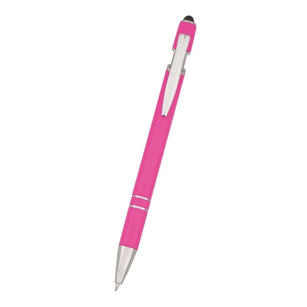 Roslin pen measuring 5 1/2" with a plunger-action mechanism and stylus... from ASI 61125 Hit Promotional Products / Hit®