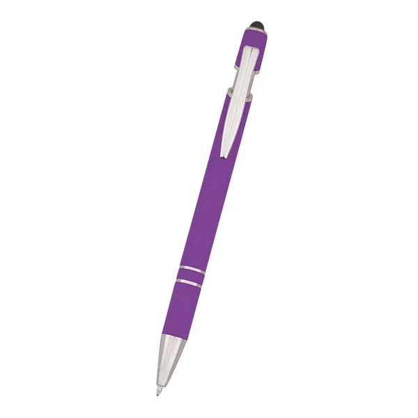 Roslin pen measuring 5 1/2" with a plunger-action mechanism and stylus... from ASI 61125 Hit Promotional Products / Hit®