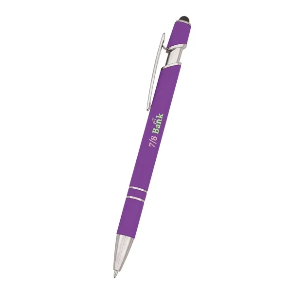 Roslin pen measuring 5 1/2" with a plunger-action mechanism and stylus... from ASI 61125 Hit Promotional Products / Hit®