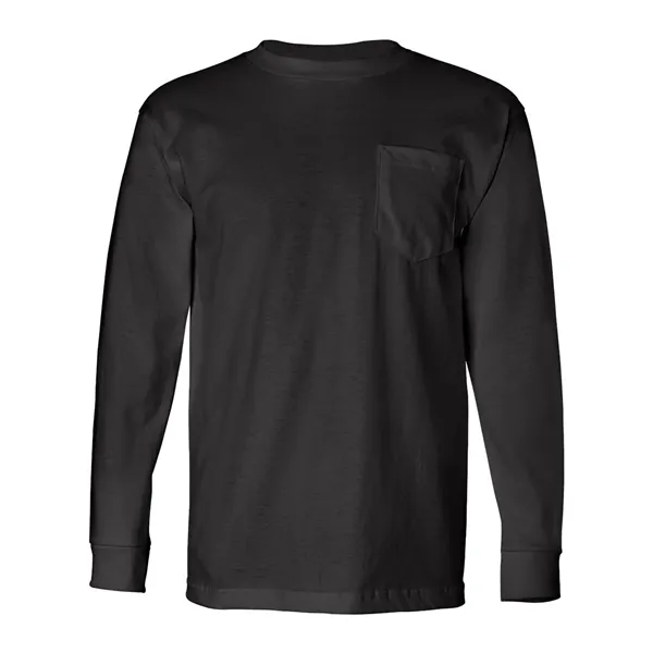Adult USA made heavyweight 100% cotton long sleeve t-shirt with pocket.... from ASI 84358 S&S Activewear