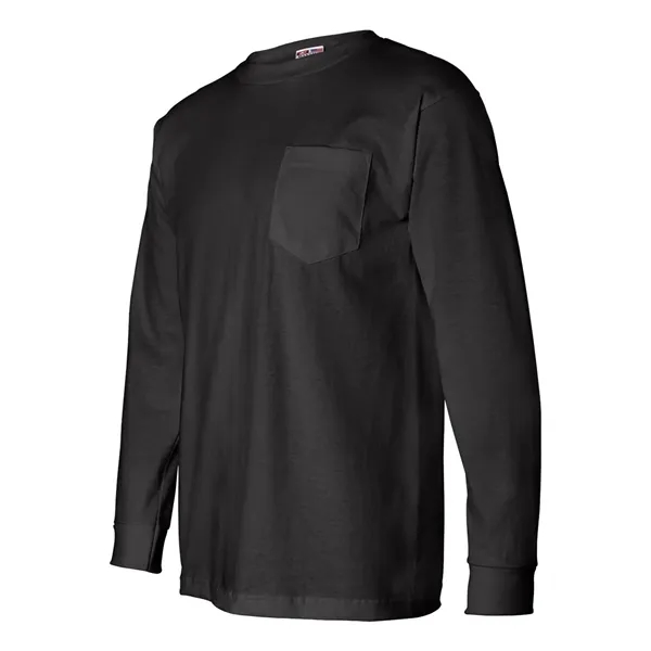 Adult USA made heavyweight 100% cotton long sleeve t-shirt with pocket.... from ASI 84358 S&S Activewear