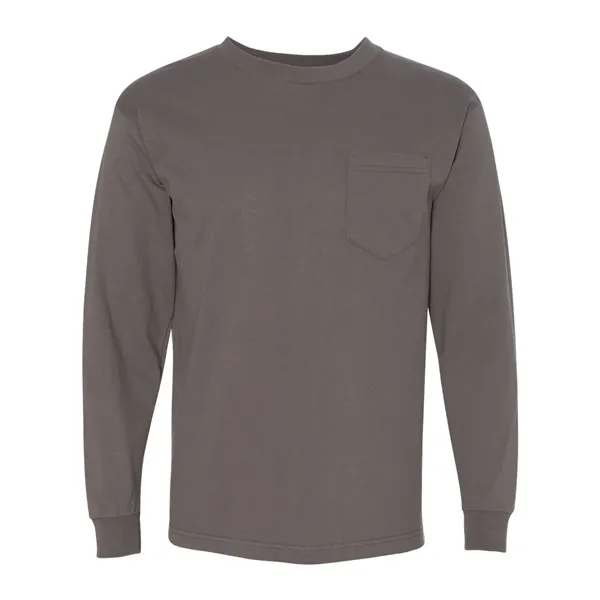 Adult USA made heavyweight 100% cotton long sleeve t-shirt with pocket.... from ASI 84358 S&S Activewear