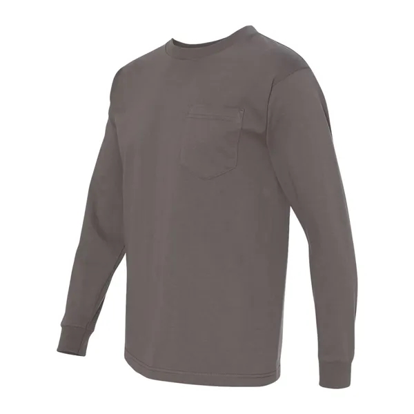 Adult USA made heavyweight 100% cotton long sleeve t-shirt with pocket.... from ASI 84358 S&S Activewear