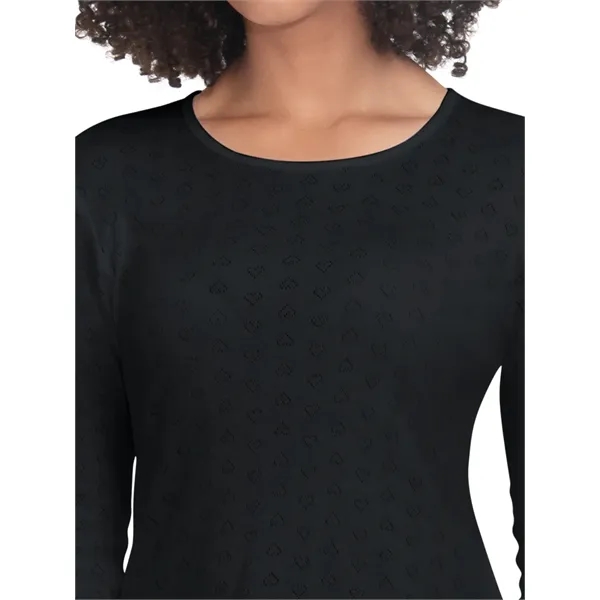 koi - Essentials - Women's Heart Pointelle Long-Sleeve Ro...... from ASI 86018 Scrub Authority / Uniform Stores