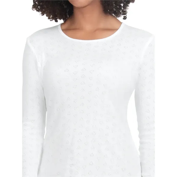 koi - Essentials - Women's Heart Pointelle Long-Sleeve Ro...... from ASI 86018 Scrub Authority / Uniform Stores