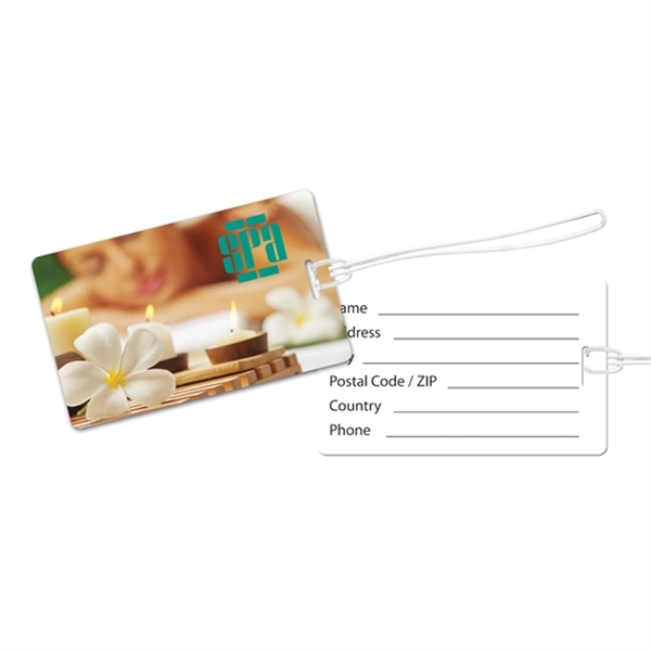 Luggage tag with 6" clear vinyl loop attached.... from ASI 71475 Minimedia Intl Inc / Mini Media
