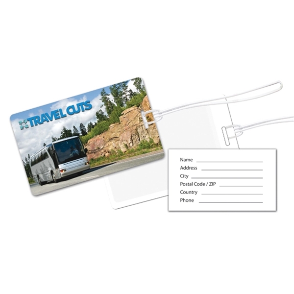 Luggage tag with clear vinyl pocket on back.... from ASI 71475 Minimedia Intl Inc