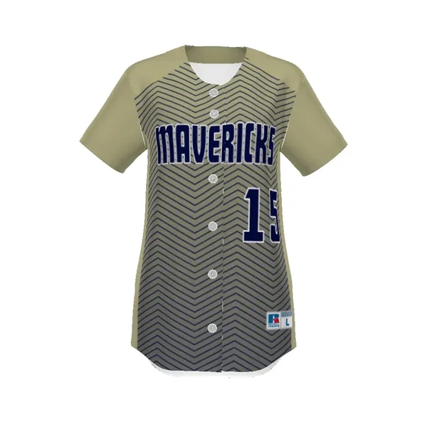 Girls' Sublimated Full-Button Softball Jersey. 92% polyester/8% spandex.... from ASI 37461 Augusta Sportswear