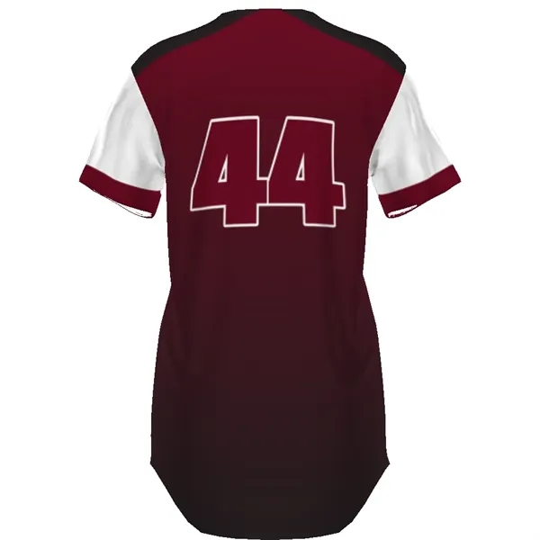 Ladies' Sublimated Faux Full-Button Jersey. 92% polyester/8% spandex.... from ASI 37461 Augusta Sportswear