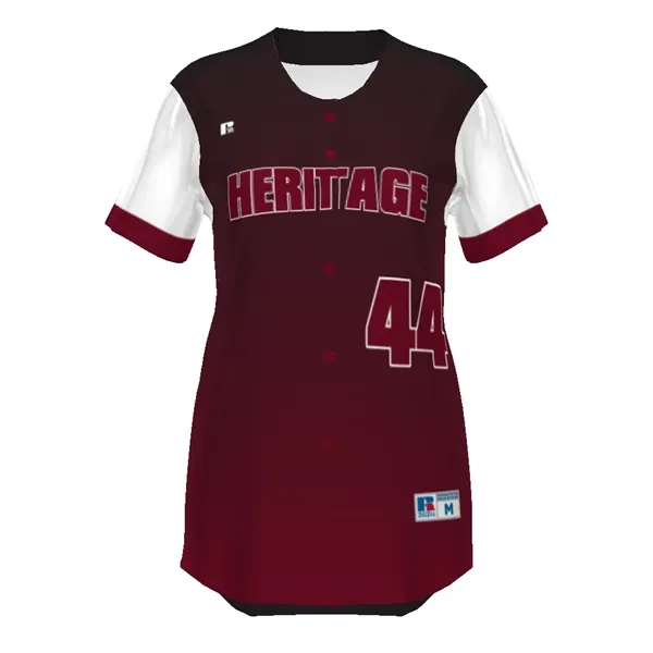 Ladies' Sublimated Faux Full-Button Jersey. 92% polyester/8% spandex.... from ASI 37461 Augusta Sportswear