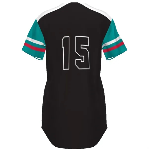 Girls Sublimated Faux Full-Button Jersey. 92% polyester/8% spandex.... from ASI 37461 Augusta Sportswear