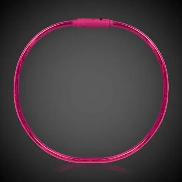 Made with pink plastic each led necklace features pink LED fiber... from ASI 42016 Brighter Promotions Inc