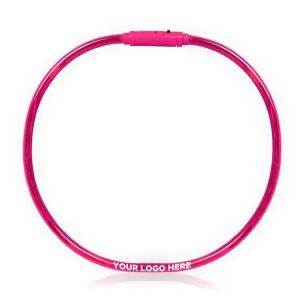 Made with pink plastic each led necklace features pink LED fiber... from ASI 42016 Brighter Promotions Inc