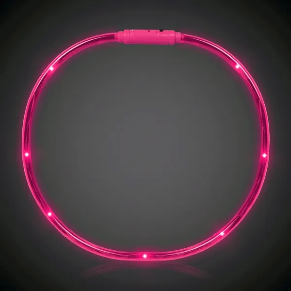 Made with pink plastic each led necklace features pink LED fiber... from ASI 42016 Brighter Promotions Inc