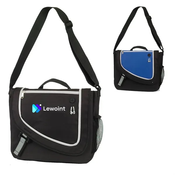 13.5" x 12" x 3" polyester messenger bag with assorted compartments,... from ASI 37980 Bagworld
