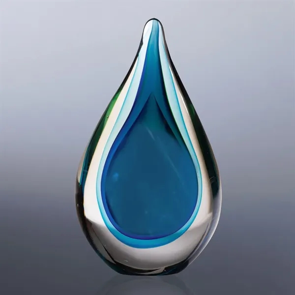 Raindrop inspired art glass award with clear base.... from ASI 68507 The Magnet Group / Benchmark Crystal & Clocks