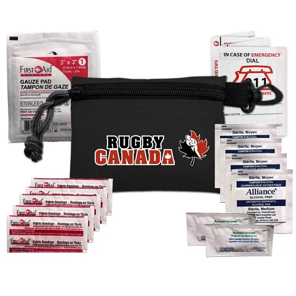 First aid kit with a carabiner pouch, first aid instruction card,... from ASI 84514 Safety Made